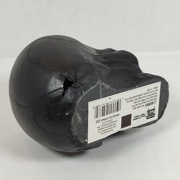 Black Resin Tea Light Candle Votive Holder Skull Bones Head Holiday Seasonal New - Picture 8 of 9